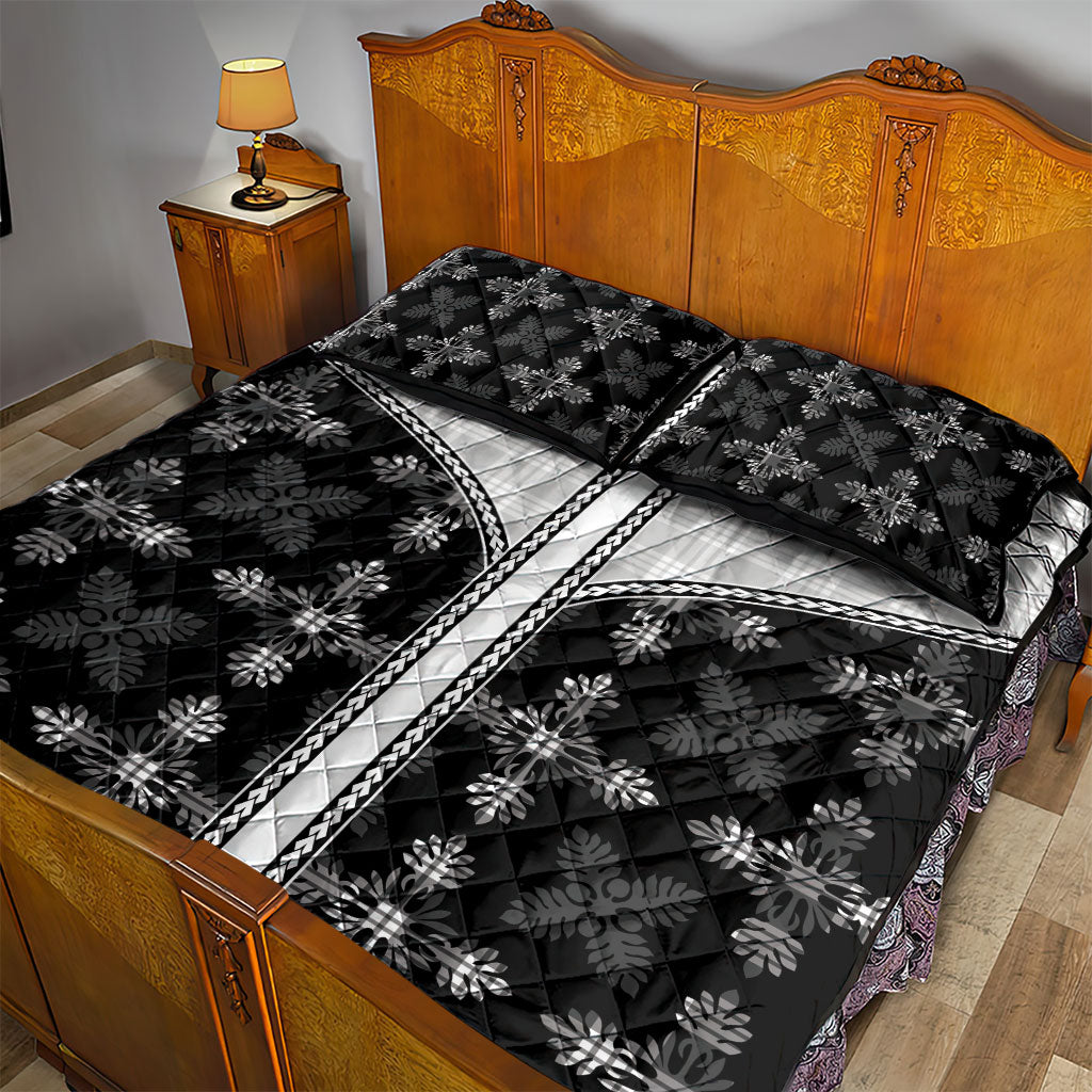 Black Hawaii Paniolo Quilt Motif Quilt Bed Set