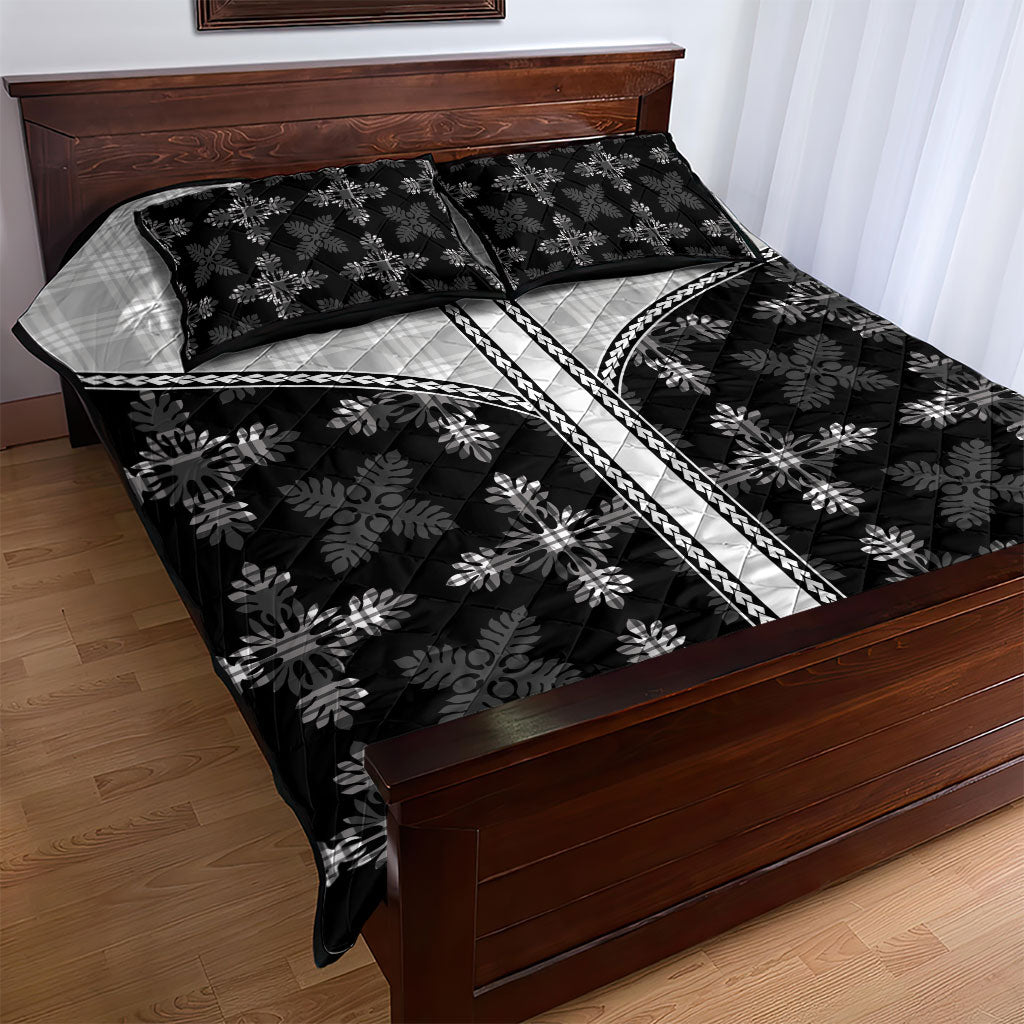 Black Hawaii Paniolo Quilt Motif Quilt Bed Set