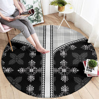Black Hawaii Paniolo Quilt Motif Round Carpet