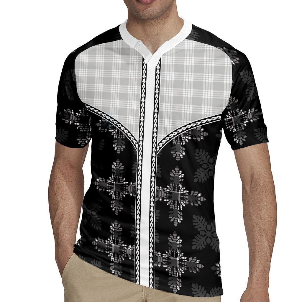 Black Hawaii Paniolo Quilt Motif Rugby Jersey