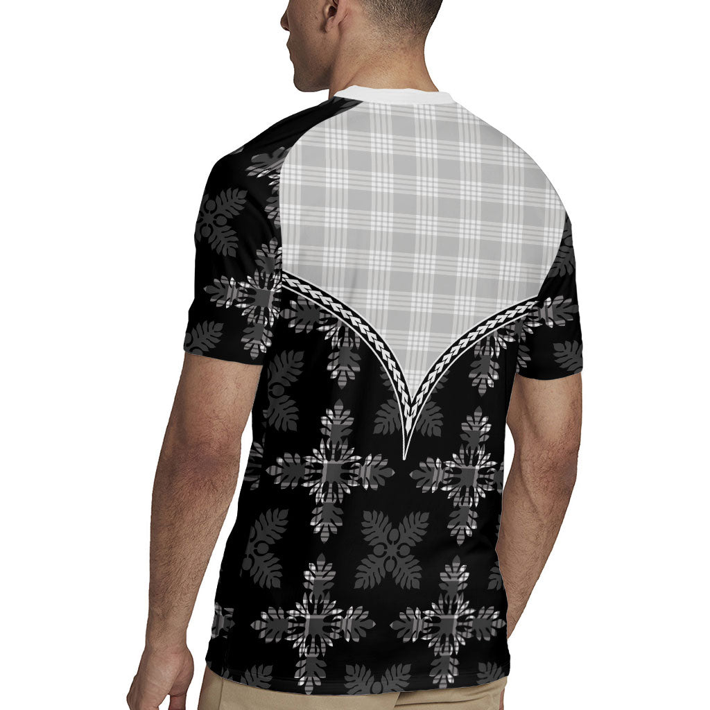 Black Hawaii Paniolo Quilt Motif Rugby Jersey
