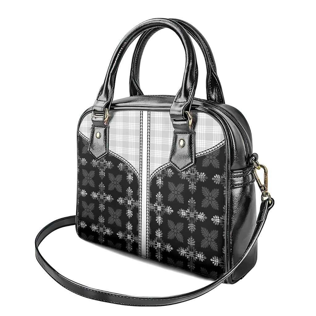 Black Hawaii Paniolo Quilt Motif Shoulder Handbag