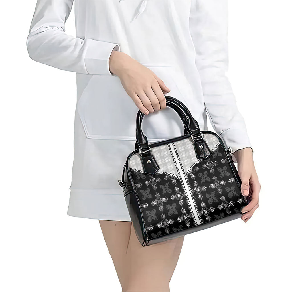 Black Hawaii Paniolo Quilt Motif Shoulder Handbag
