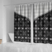 Black Hawaii Paniolo Quilt Motif Shower Curtain