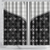 Black Hawaii Paniolo Quilt Motif Shower Curtain