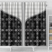 Black Hawaii Paniolo Quilt Motif Shower Curtain