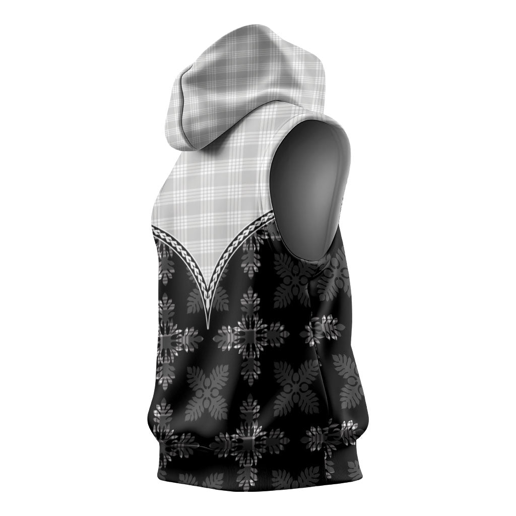 Black Hawaii Paniolo Quilt Motif Sleeveless Hoodie