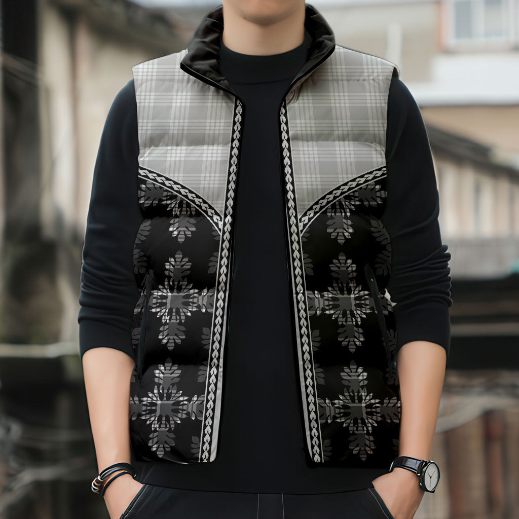 Black Hawaii Paniolo Quilt Motif Sleeveless Puffer Jacket