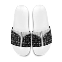 Black Hawaii Paniolo Quilt Motif Slide Sandals