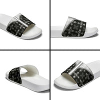 Black Hawaii Paniolo Quilt Motif Slide Sandals