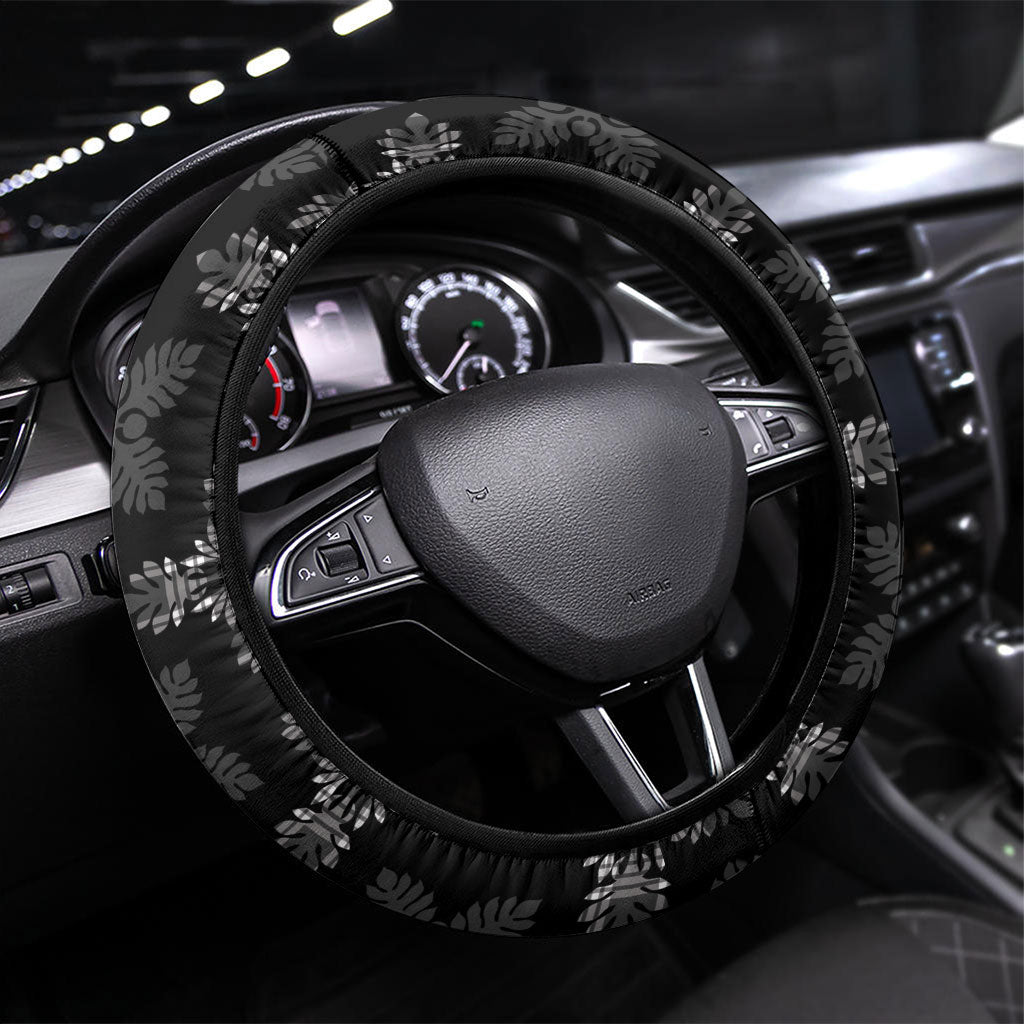 Black Hawaii Paniolo Quilt Motif Steering Wheel Cover