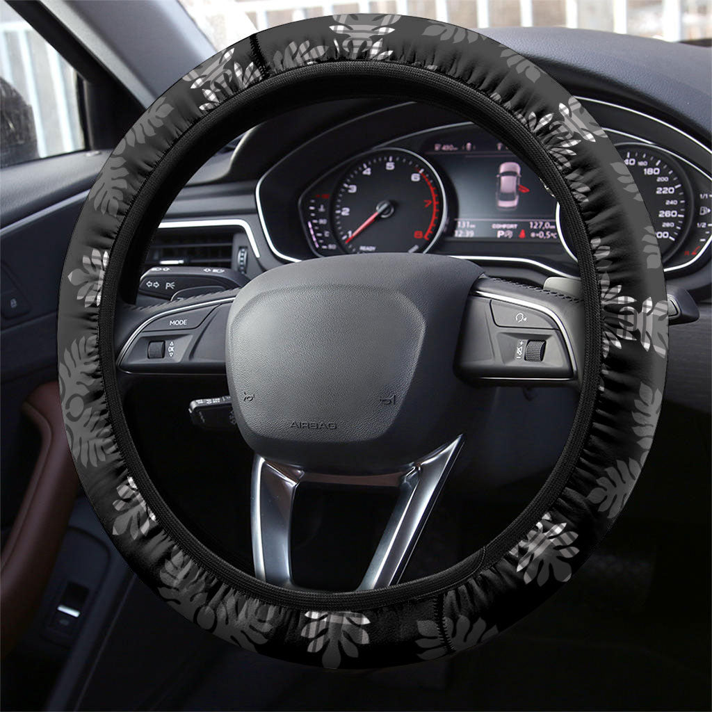 Black Hawaii Paniolo Quilt Motif Steering Wheel Cover