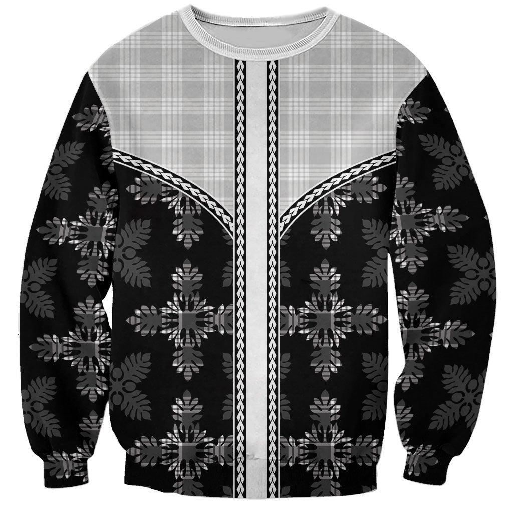Black Hawaii Paniolo Quilt Motif Sweatshirt