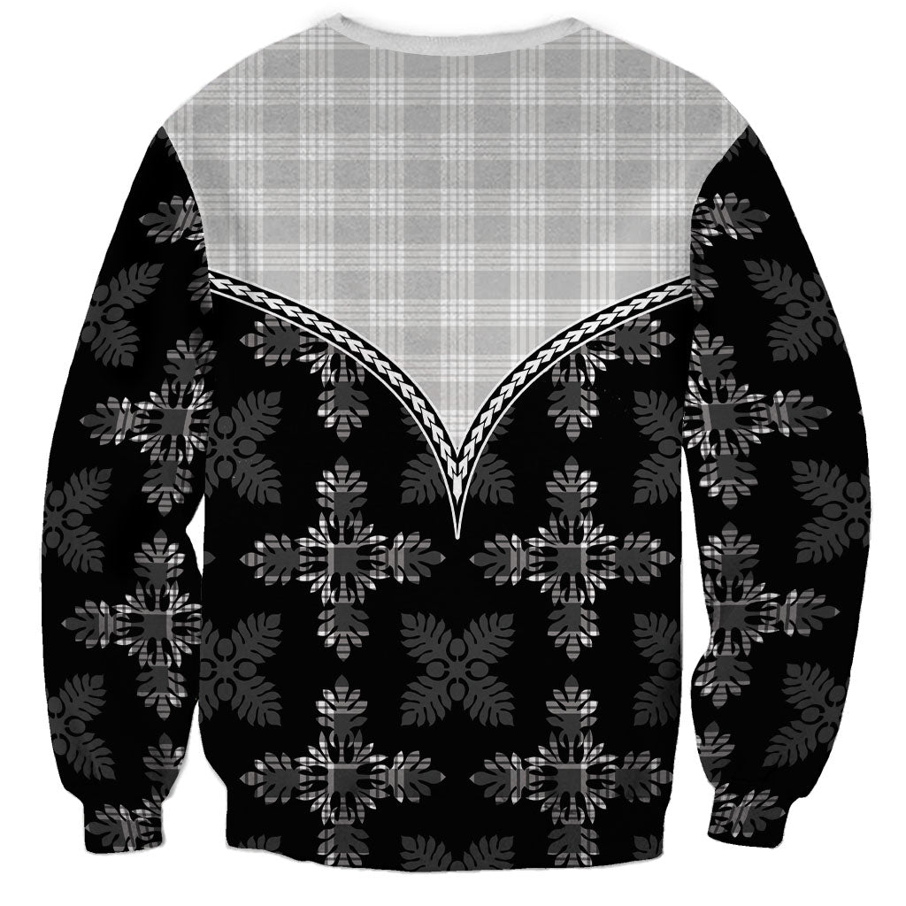 Black Hawaii Paniolo Quilt Motif Sweatshirt