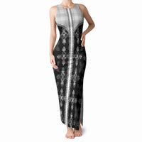 Black Hawaii Paniolo Quilt Motif Tank Maxi Dress