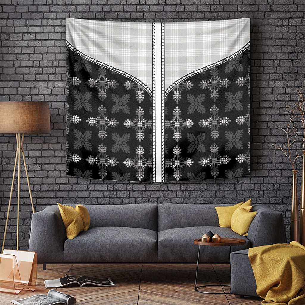 Black Hawaii Paniolo Quilt Motif Tapestry