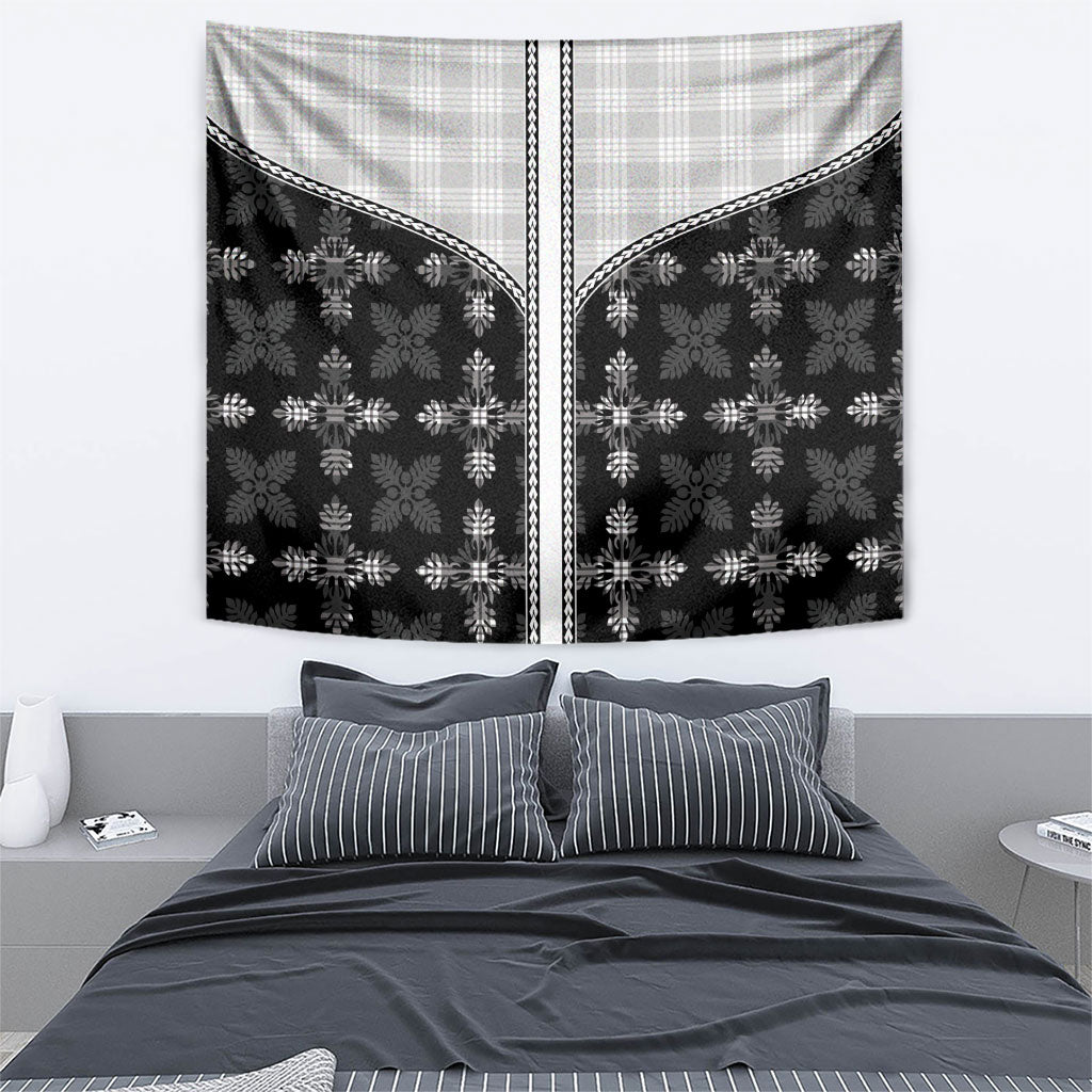 Black Hawaii Paniolo Quilt Motif Tapestry