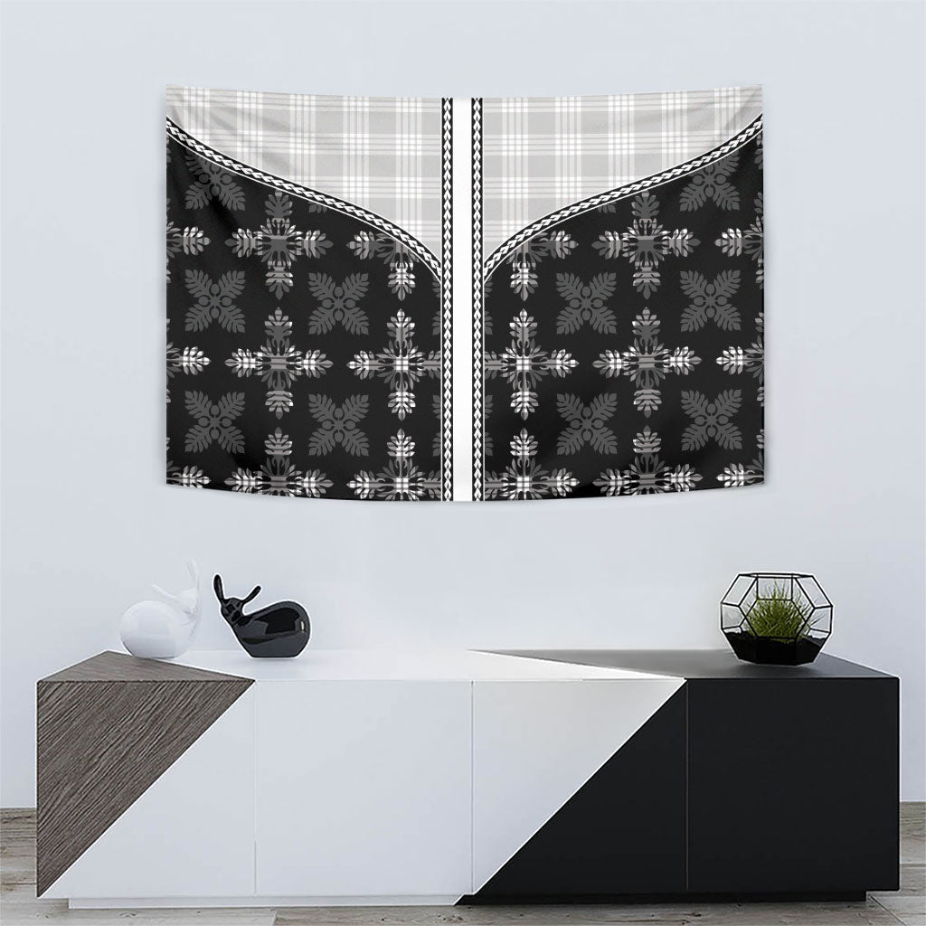 Black Hawaii Paniolo Quilt Motif Tapestry