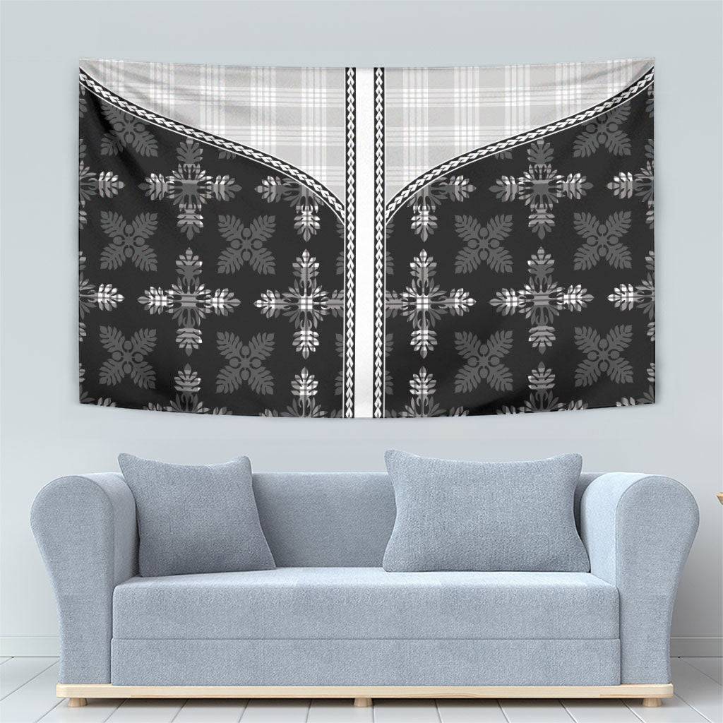 Black Hawaii Paniolo Quilt Motif Tapestry