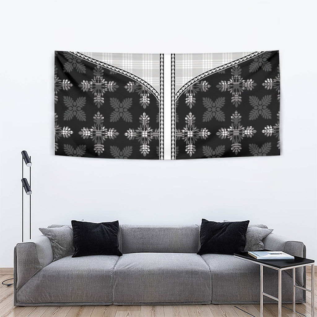 Black Hawaii Paniolo Quilt Motif Tapestry