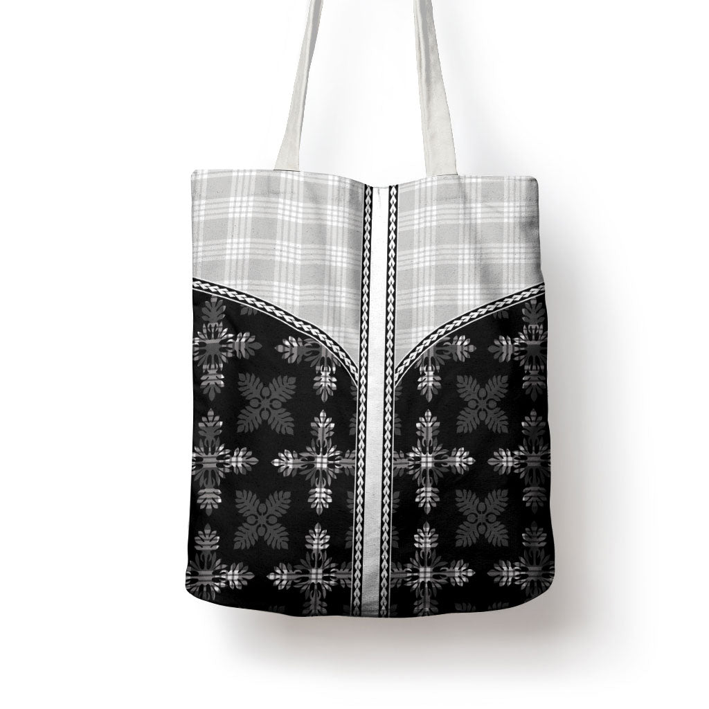 Black Hawaii Paniolo Quilt Motif Tote Bag
