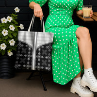 Black Hawaii Paniolo Quilt Motif Tote Bag