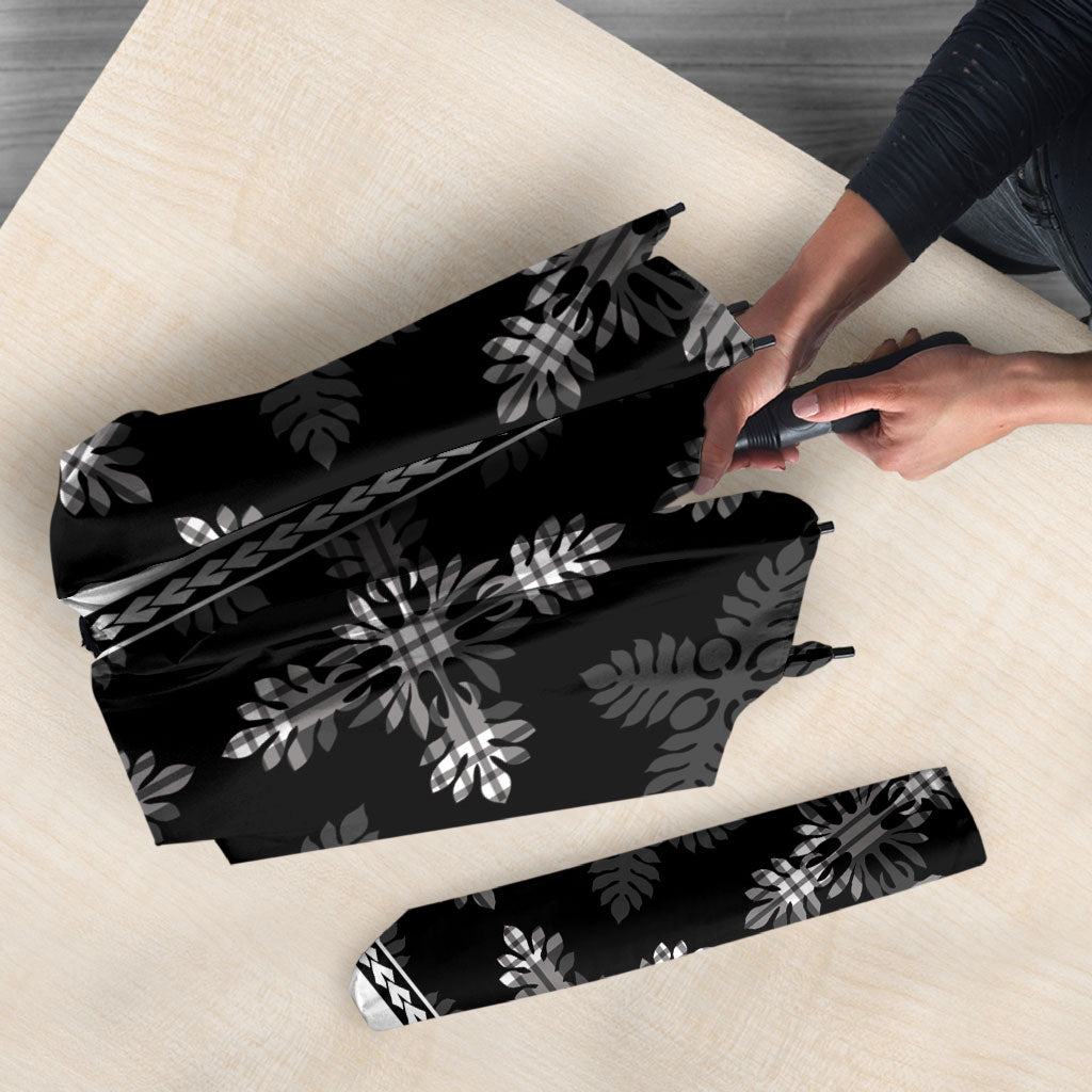 Black Hawaii Paniolo Quilt Motif Umbrella