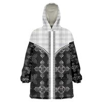 Black Hawaii Paniolo Quilt Motif Wearable Blanket Hoodie