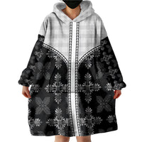 Black Hawaii Paniolo Quilt Motif Wearable Blanket Hoodie