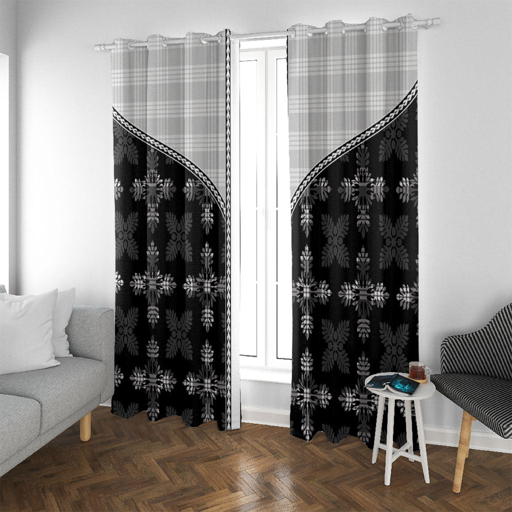 Black Hawaii Paniolo Quilt Motif Window Curtain