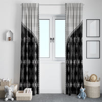 Black Hawaii Paniolo Quilt Motif Window Curtain