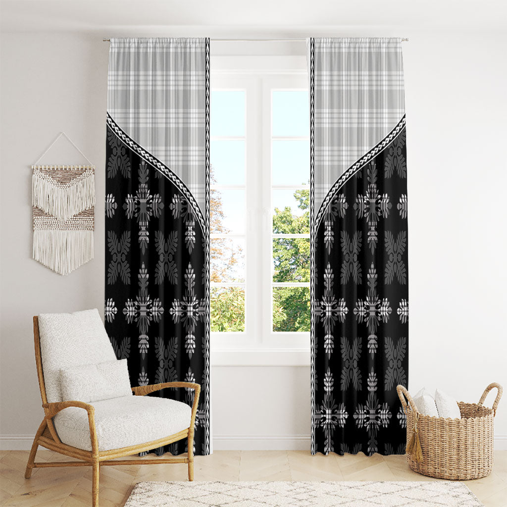 Black Hawaii Paniolo Quilt Motif Window Curtain