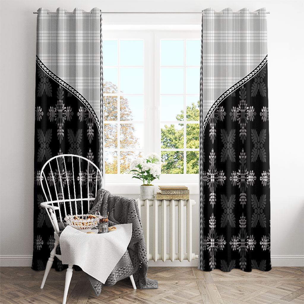 Black Hawaii Paniolo Quilt Motif Window Curtain