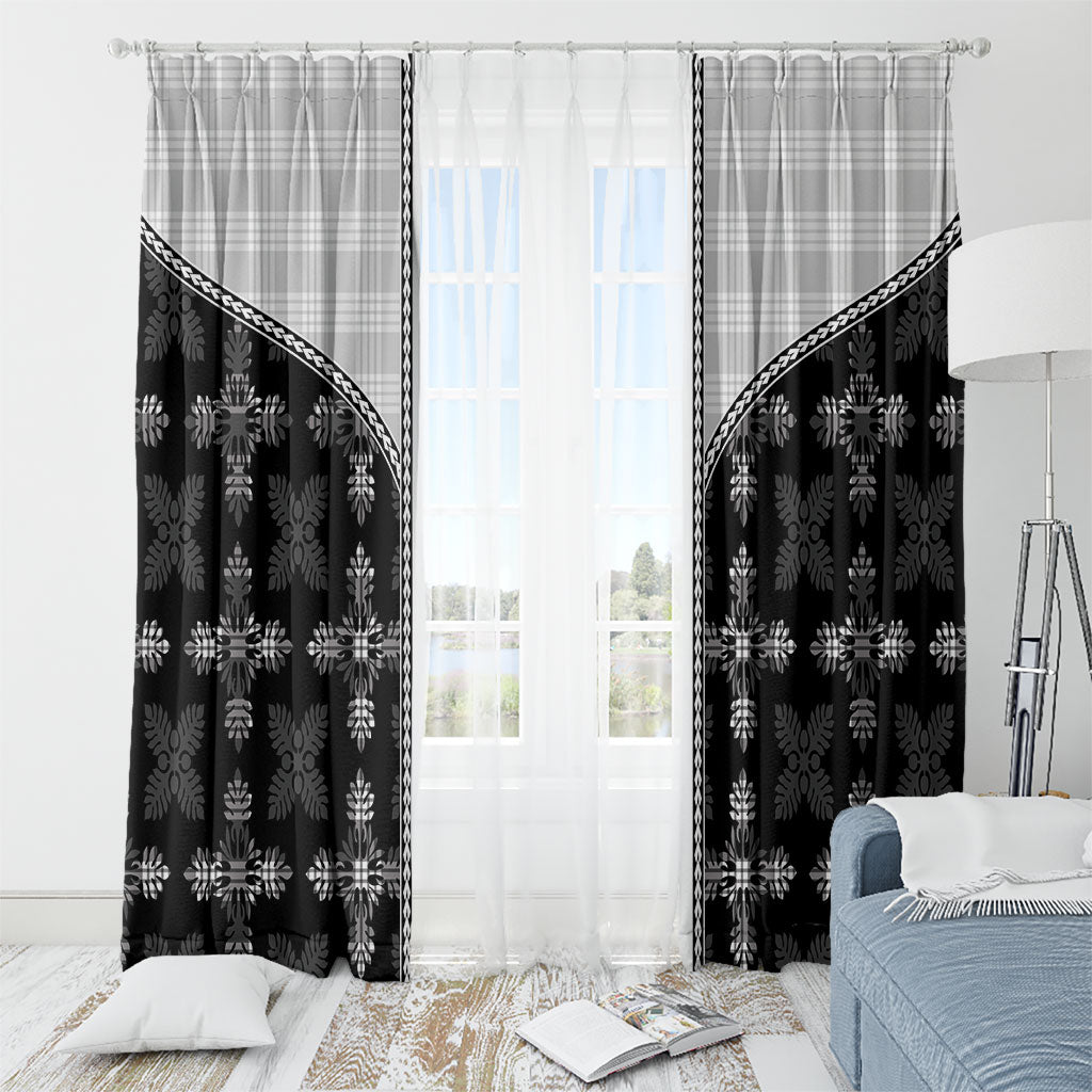 Black Hawaii Paniolo Quilt Motif Window Curtain