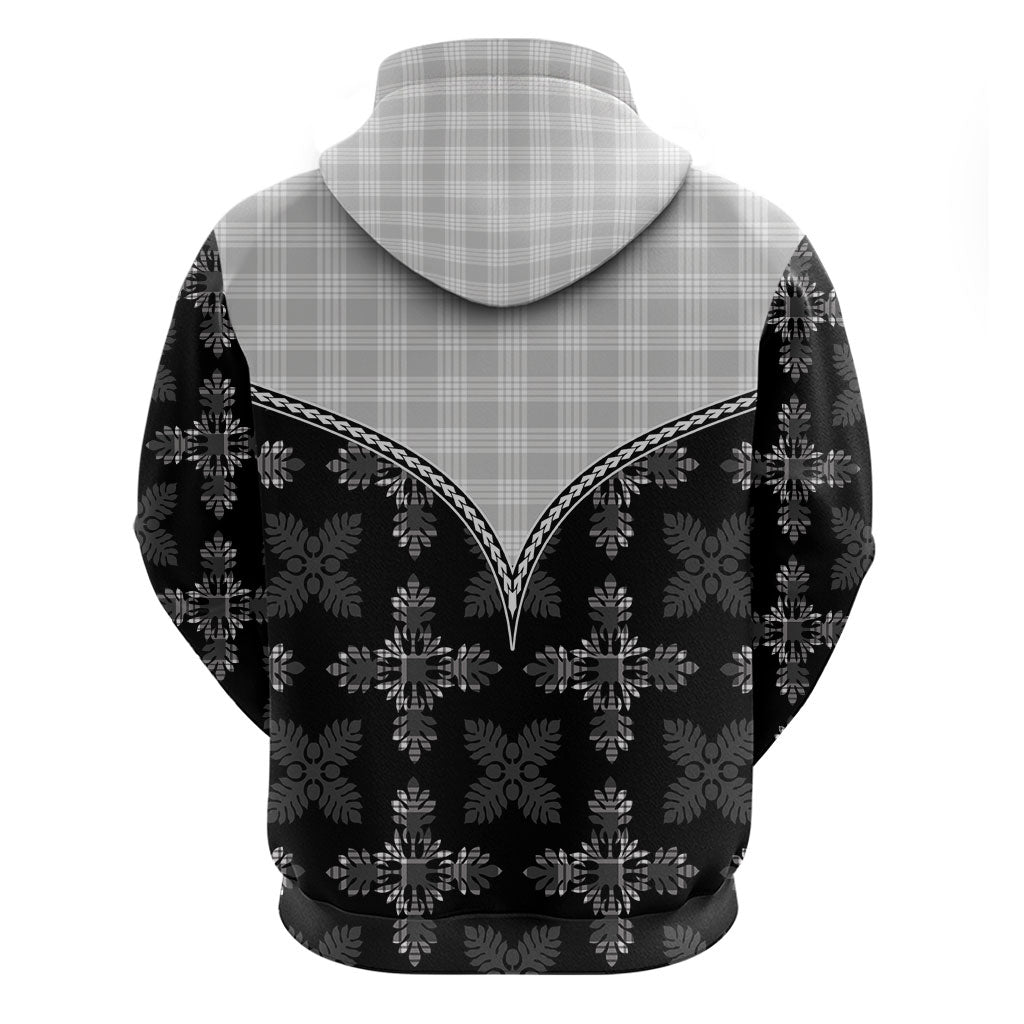 Black Hawaii Paniolo Quilt Motif Zip Hoodie