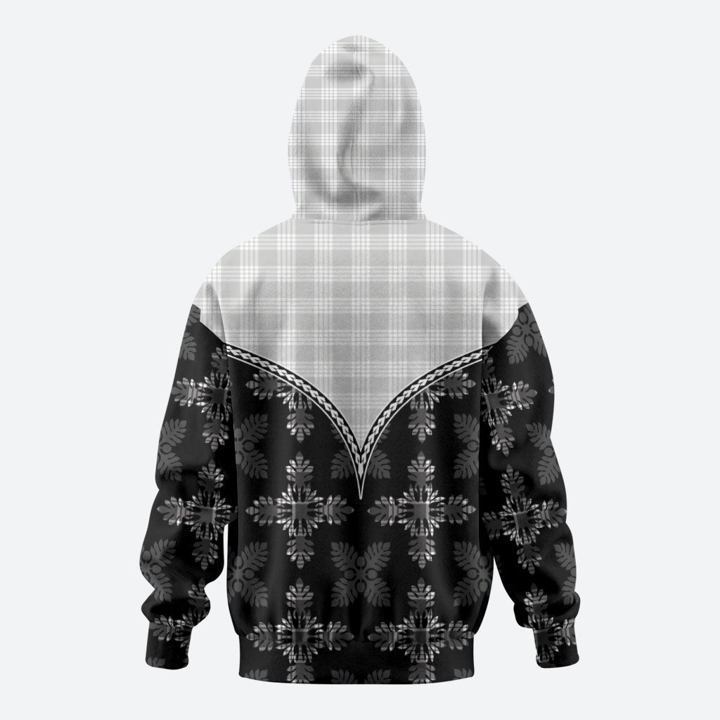 Black Hawaii Paniolo Quilt Motif Zip Hoodie
