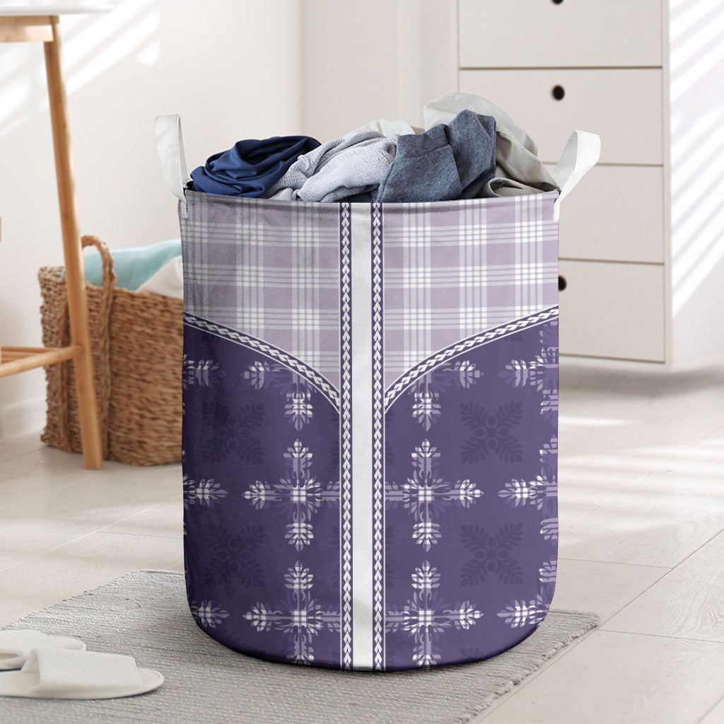 Purple Hawaii Paniolo Quilt Motif Laundry Basket LT05 Purple - Polynesian Pride