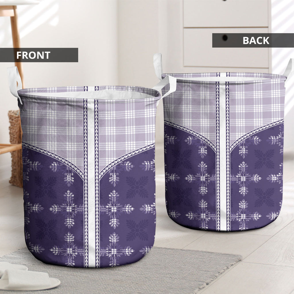 Purple Hawaii Paniolo Quilt Motif Laundry Basket