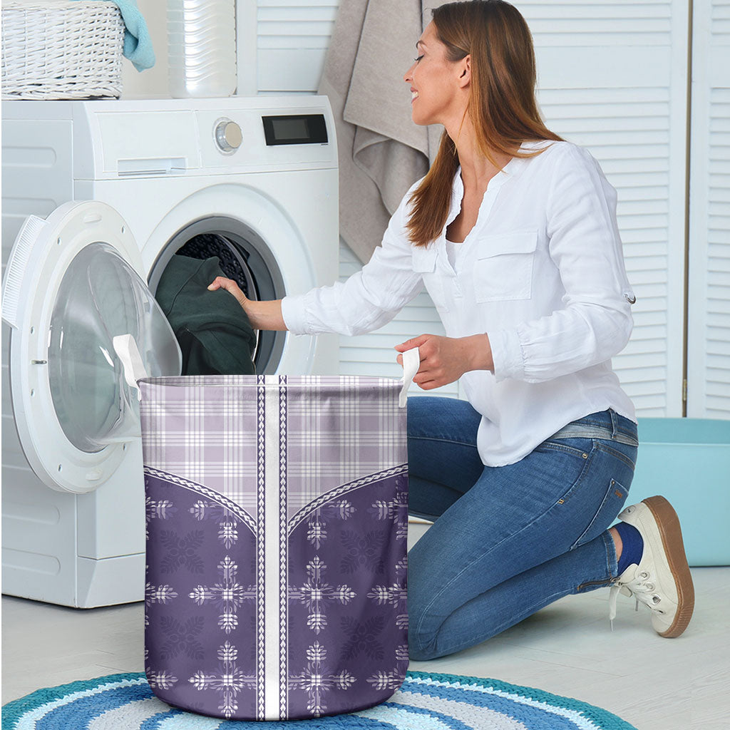 Purple Hawaii Paniolo Quilt Motif Laundry Basket