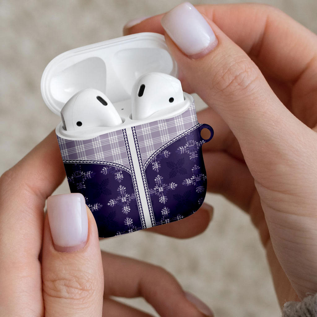Purple Hawaii Paniolo Quilt Motif AirPods Case