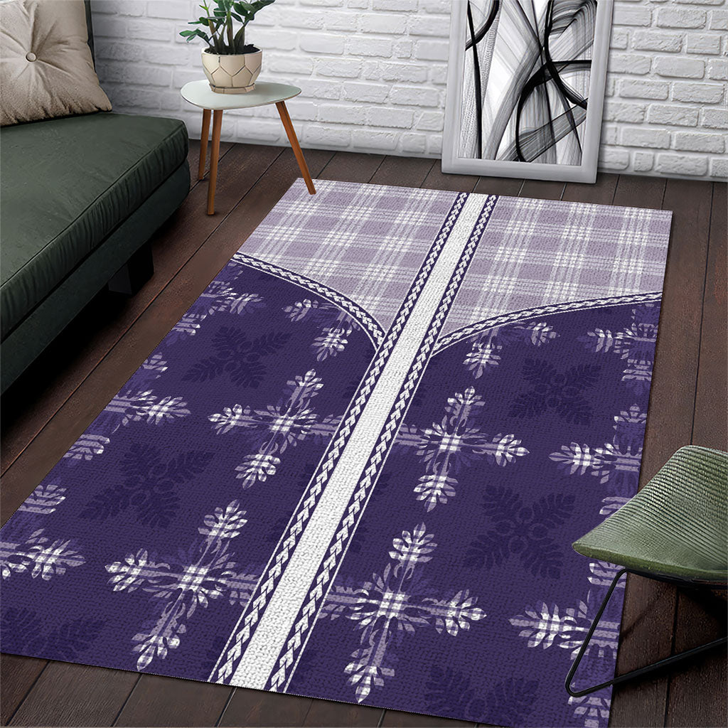 Purple Hawaii Paniolo Quilt Motif Area Rug