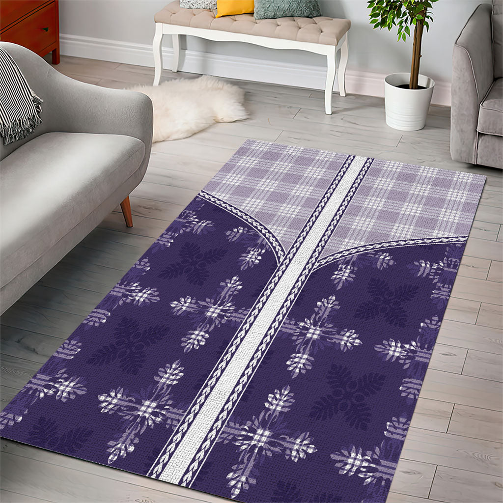 Purple Hawaii Paniolo Quilt Motif Area Rug