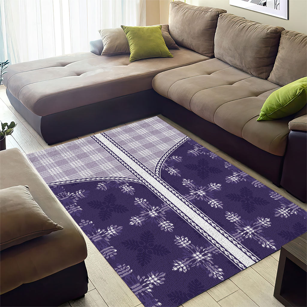 Purple Hawaii Paniolo Quilt Motif Area Rug