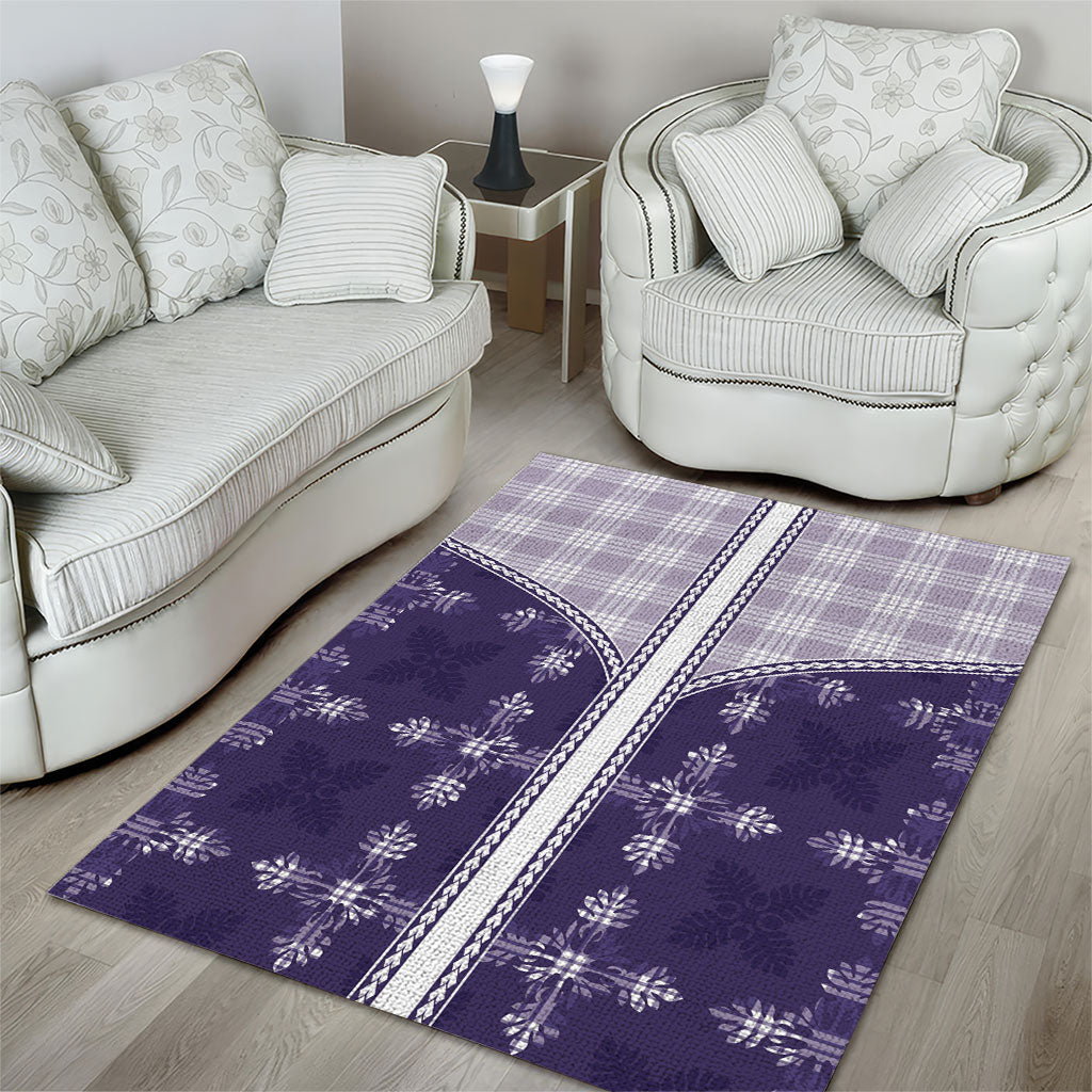 Purple Hawaii Paniolo Quilt Motif Area Rug