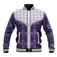 Purple Hawaii Paniolo Quilt Motif Baseball Jacket