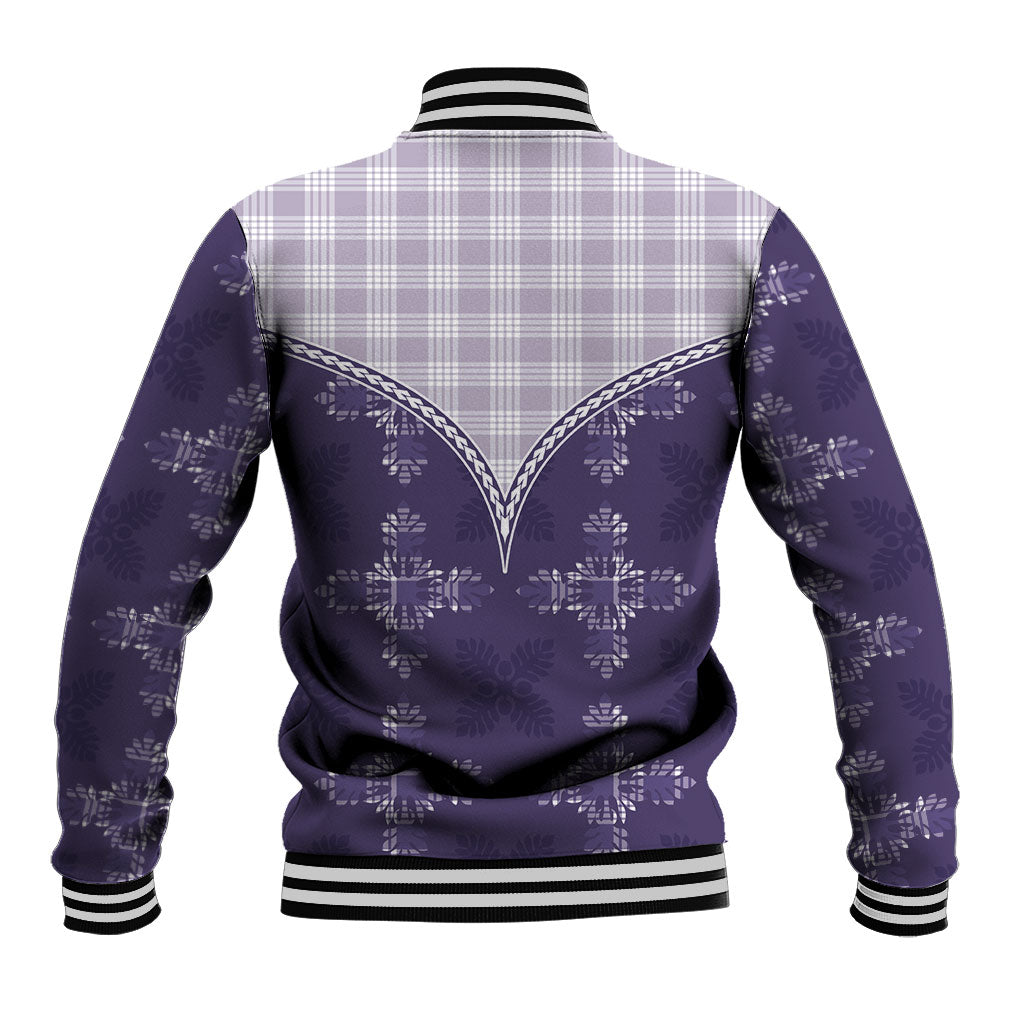 Purple Hawaii Paniolo Quilt Motif Baseball Jacket