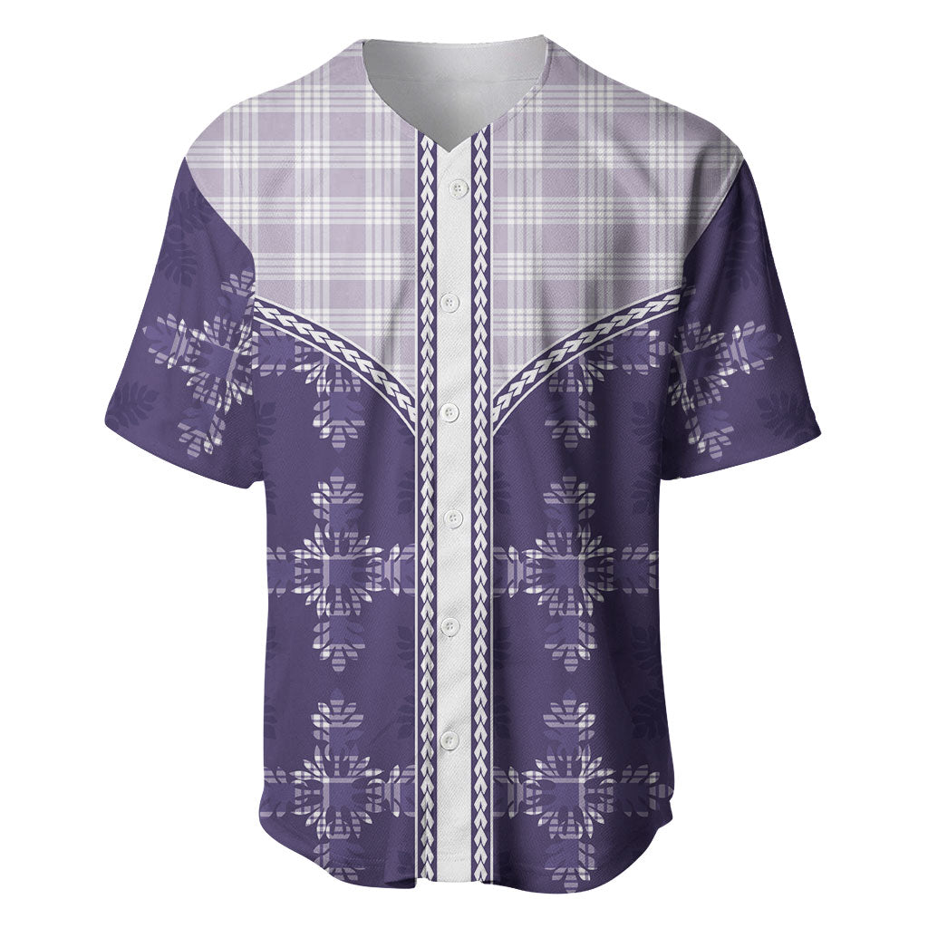 Purple Hawaii Paniolo Quilt Motif Baseball Jersey LT05 Purple - Polynesian Pride