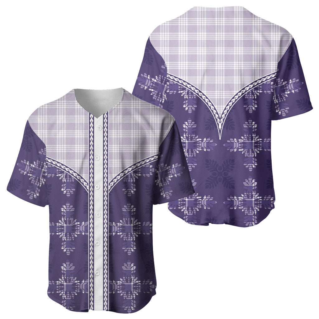Purple Hawaii Paniolo Quilt Motif Baseball Jersey
