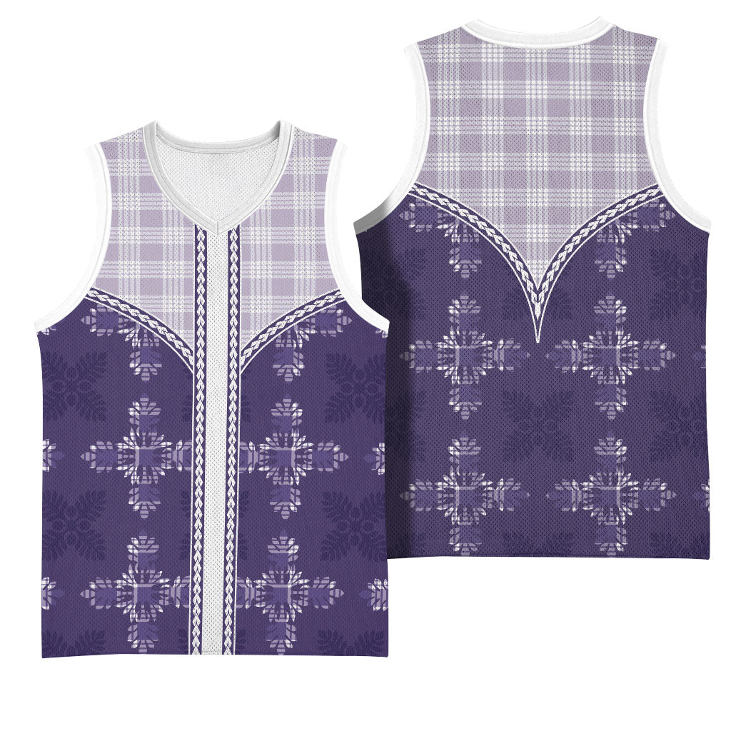 Purple Hawaii Paniolo Quilt Motif Basketball Jersey