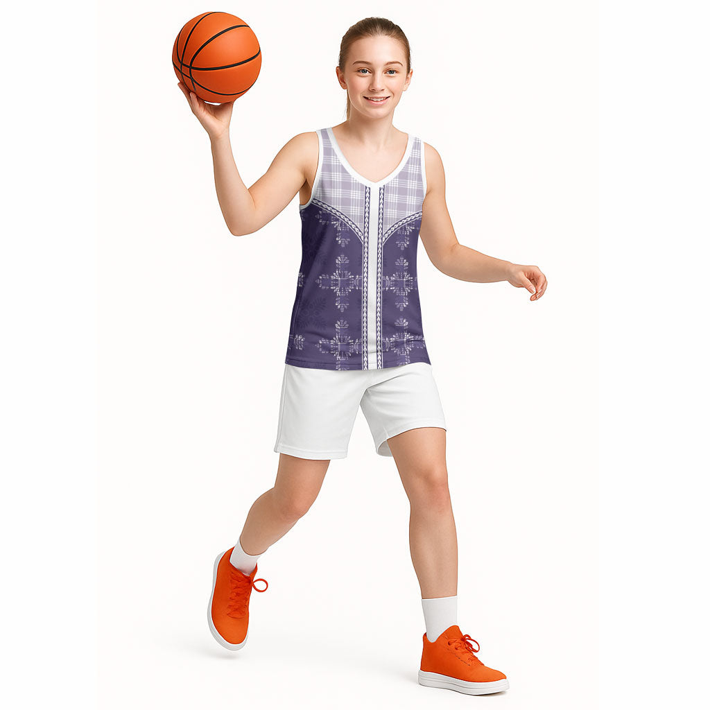 Purple Hawaii Paniolo Quilt Motif Basketball Jersey